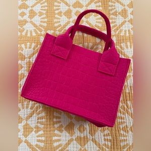 Hot Pink FELT Crocodile Print Purse!